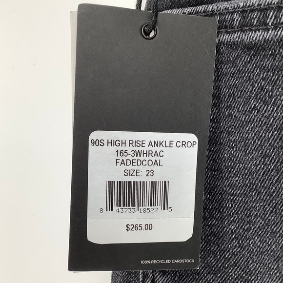 NEW! RE/DONE Size 23 90s High Rise Ankle Crop Denim Jeans Coal $265 msrp I9-12 - Picture 7 of 10